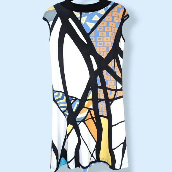 🍁Vintage Diamond Tea Colourful Abstract Dress - Picture 5 of 6